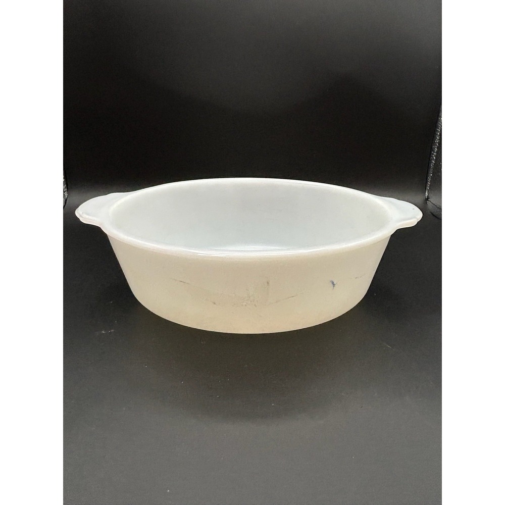 VTG Fire King 1.5 QT Casserole Dish White Milk Glass Reverse Backward Stamp 409